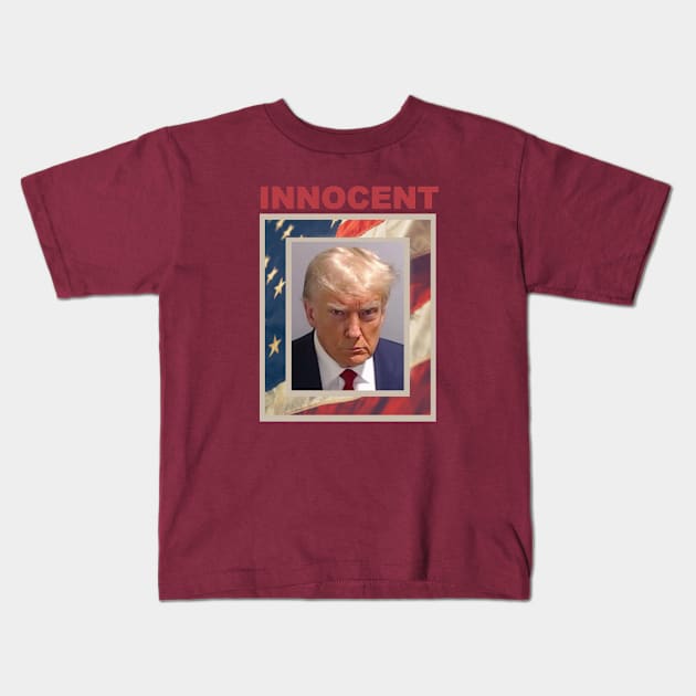 Trump Innocent Mug Shot Kids T-Shirt by Dale Preston Design